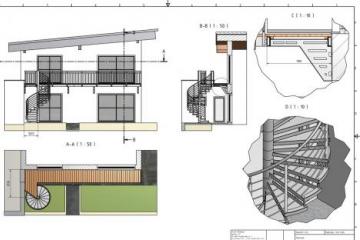 Balkonkonstruktion mit Wendeltreppe
