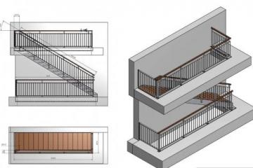 Stiegenkonstruktion mit Stabgeländer
