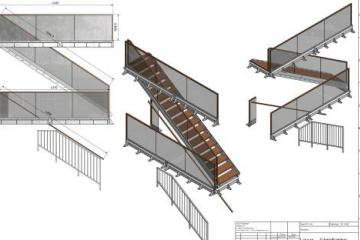Stiegenkonstruktion mit Nurglas-Geländer