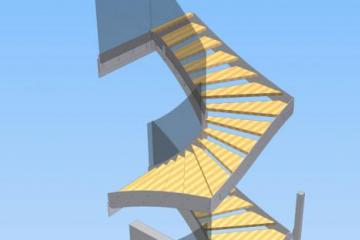 Stiegenkonstruktion mit Nurglas-Geländer