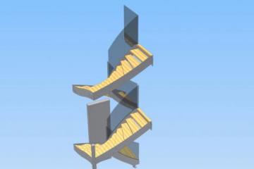 Stiegenkonstruktion mit Nurglas-Geländer